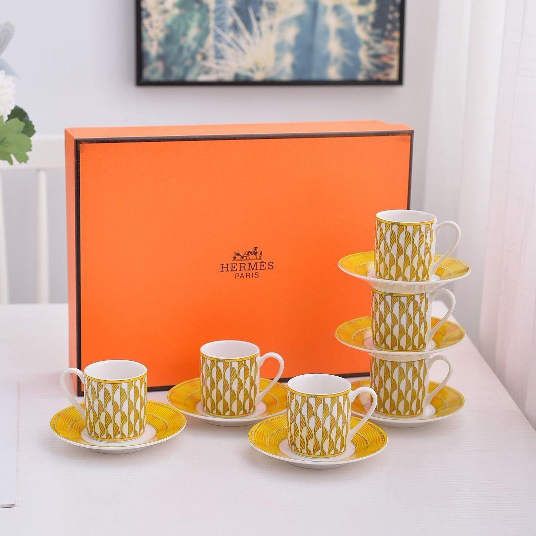 Hermes yellow Turkish coffee set